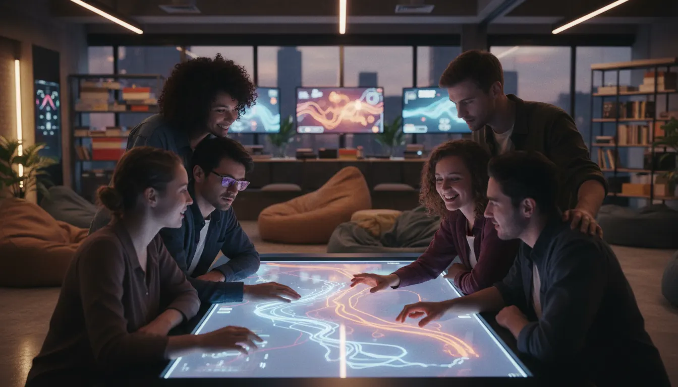 Visual metaphor for shared risk and mutual support in communities