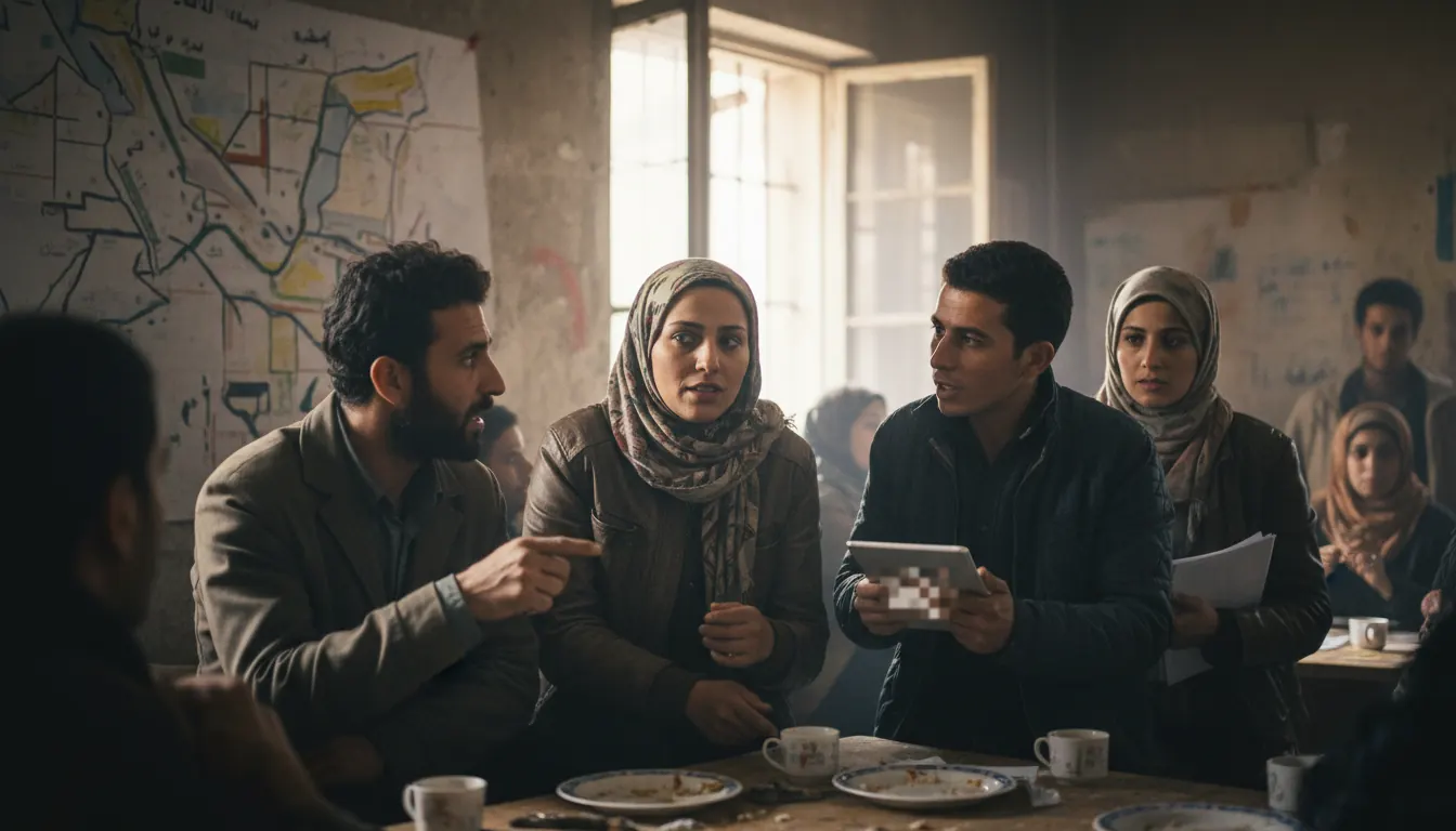 Omar Aziz with Syrian activists during the 2011 revolution